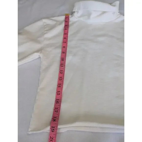 Emerson Fry Sweatshirt Raw Edge White Turtleneck XS Minimalist Crop Luxe Top - Picture 9 of 10